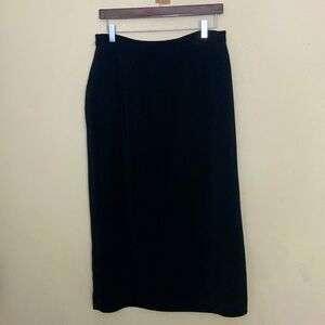 Black Midi Skirt Back Split Elastic Waistband size 14 Career Capsule Wardrobe